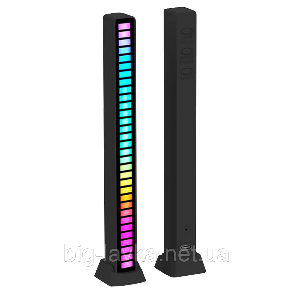 RGB LED Light Bar лампа реагуюча на звук 32 діоди  Чорний, фото 1