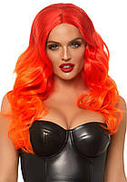 Эротический парик с оранжевыми волнистыми длинными волосами Leg Avenue Nomax