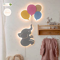 Ночник детский Светильник слоник Воздушные шары ночник