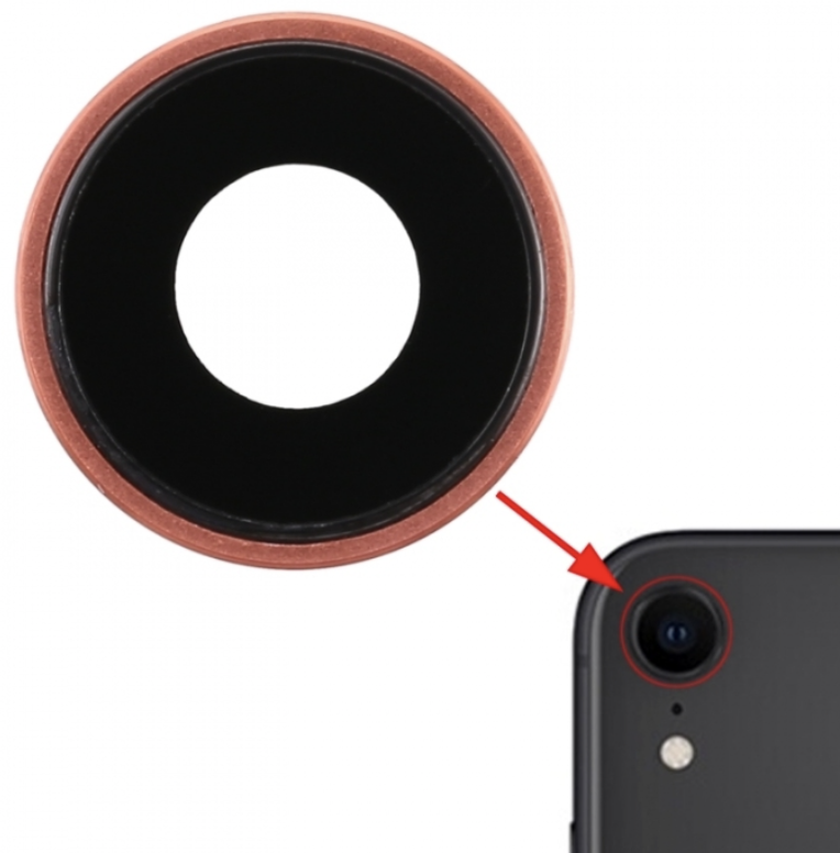 Скло камери для iPhone XR, коралове + кільце