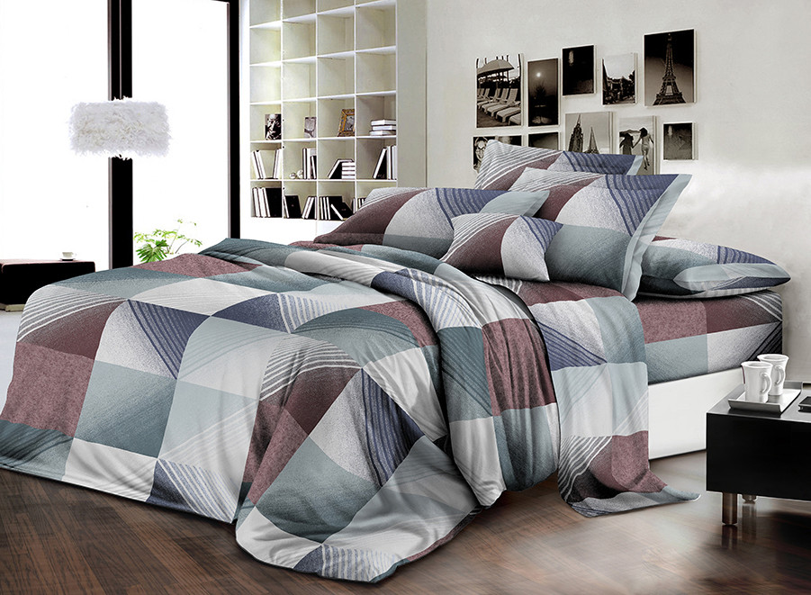 Постільна білизна Королева Ночі (Ранфорс) | Двоспальний комплект | 50х70 | Різнокольорова клітка, фото 1