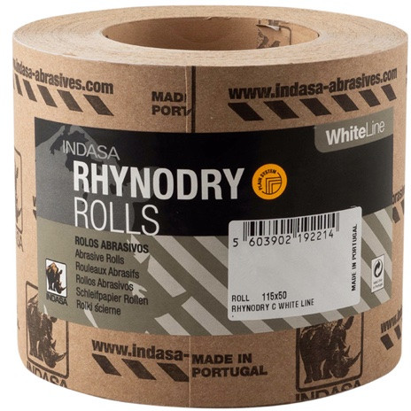 Наждачний папір зносостійкий Indasa Rhynalox White Line, 115 мм x 1 м P180 (у рулоні)