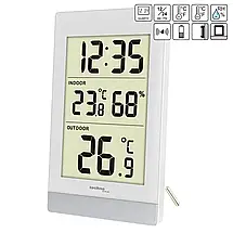 Термогігрометр з будильником і виносним температурним дротовим сенсором Technoline WS7039 (White), фото 4