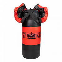 Боксерский набор Strateg (детские перчатки для бокса и груша) | Игровой набор для детей, черно-красный