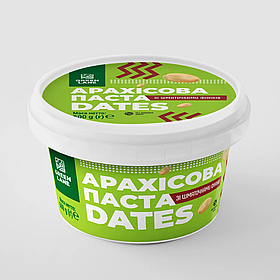 Натуральна арахісова паста Dates зі шматочками фініків, без цукру, 500 г, Green Lane