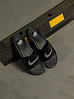 Шлепки летние массажные Nike Black новинка Шлепанцы стильные мужские черные Найк Мужские шлепки Nike 40-45 р