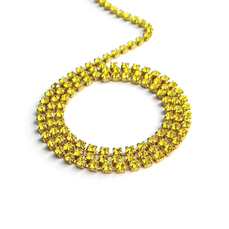 

Стразовая цепь Preciosa (Чехия)  Citrine/латунь, Желтый