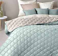 Євро покривало м'ятне двостороннє стьобане на ліжко, якісне євро покривало на велике ліжко М'ятний