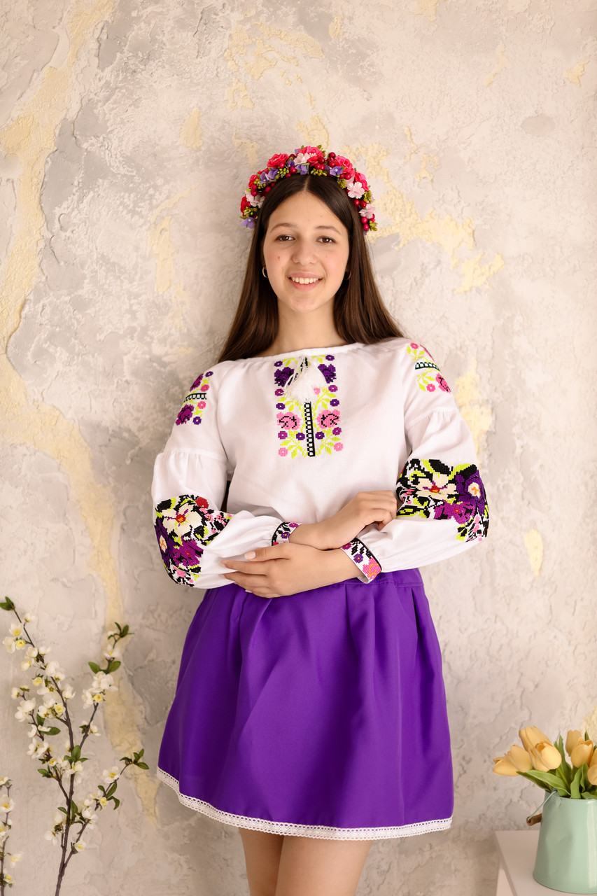 Вишиванка для дівчинки Елегантність фіолетова, фото 1