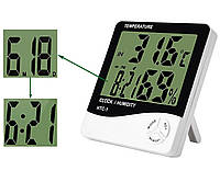 Гигрометр HTC 1 цифровой измеритель влажности, температуры, с часами.