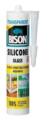 BISON SILICONE GLASS 280 ml - силіконовий герметик для скла (для акваріумів), прозорий, фото 2