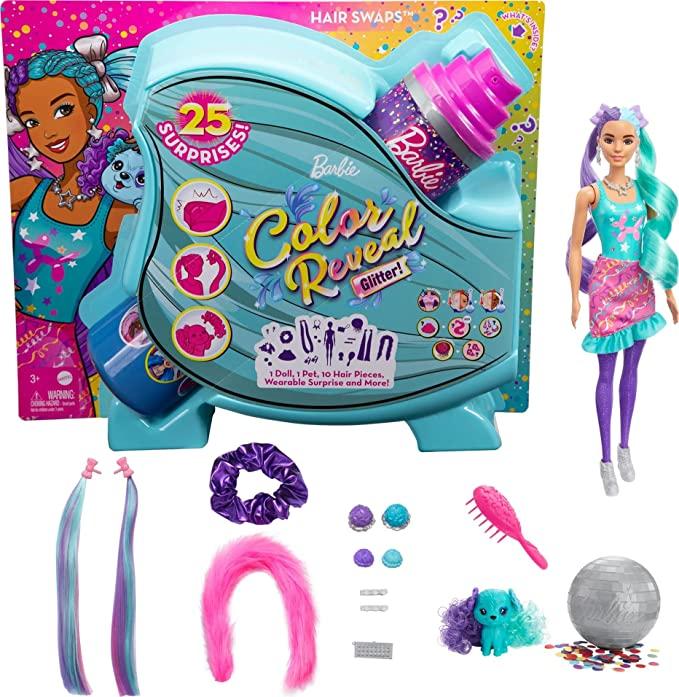 УЦІНКА (Примʼята коробка) Barbie Color Reveal Лялька Барбі блискуча фіолетова з 25 сюрпризами Mattel HBG41