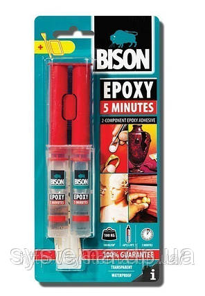 BISON EPOXY 5 MIN - Клей епоксидний швидкосохнучий двокомпонентний 24 ml, фото 1