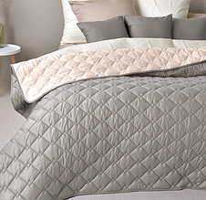 Сіре двоспальне покривало розміром 180х210 стьобане мікрофібра на ліжко, дизайнерське покривало на ліжко