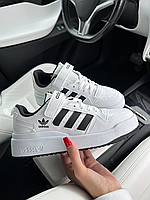 Женские кроссовки Adidas Forum White black / Адидас Форум белые с черным