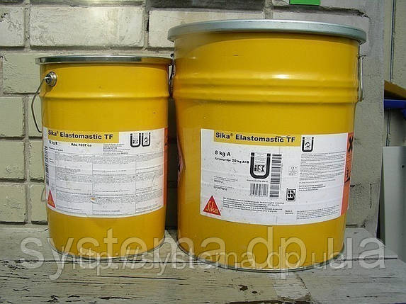 Sika® Icosit® Elastomastic TF - Двукомпонентное вязко-эластичное покрытие для бетона и стали, серый, 20 кг, фото 2