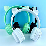 Бездротові дитячі складні навушники з підсвічуванням і котячими вушками Cat Ear Y08 білі, фото 7