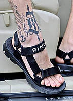 Мужские сандали босоножки функциональные RINO на трех липучках в черном цвете.