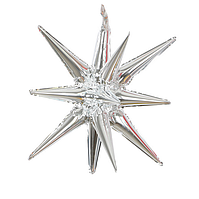 Фольгована куля їжачок (суцільний) срібло, 14 променів