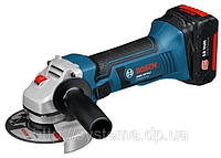 BOSCH GWS 18 V-LI Professional - Одноручна кутова шліфувальна машина, L-BOXX (115), 2х4,0 А*год