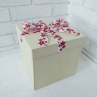 Подарочная коробка раскладушка для фотографий и сюрприза цвет ваниль, 16х16х16 см, 3 части