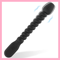 Анальний вібратор ребристий 10 режимний, вібростимулятор анальний від USB, інтимні іграшки