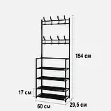 Підлогова вішалка для одягу з полицями для взуття та гачками стійка для речей стелаж GS-4098, фото 10