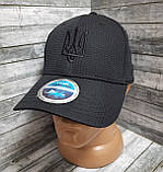 Чорна літня кепка з тризубом. Преміальна якість. Дихаючий, швидкосохнучий матеріал COOL FEELING, фото 2