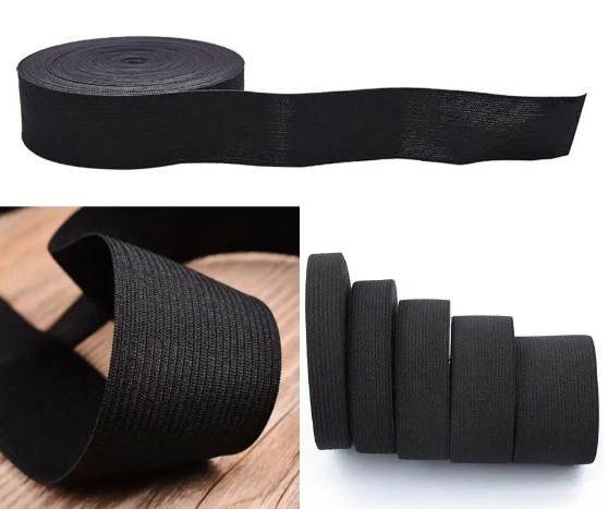 Трикотажна резинка / 2,5см / 36 метрів / Чорний, фото 1