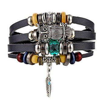 Браслет багатошаровий з підвіскою "Пугач" Type B4