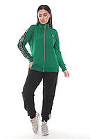 Женский спортивный прогулочный костюм Cavaluzzi со стразами (трикотаж Турция) батал 3XL-6XL черный с зеленым