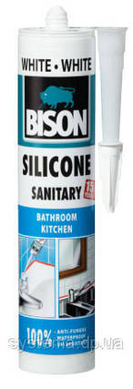 BISON SILICONE SANITARY 280 ml — санітарний силіконовий герметик (прозорий), фото 2