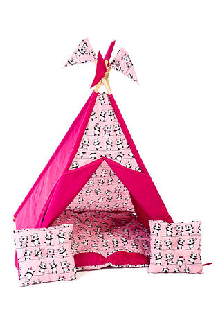 Дитячий ігровий намет з матрацом бомбон та двома подушками. Забарвлення "Панда рожева", фото 2