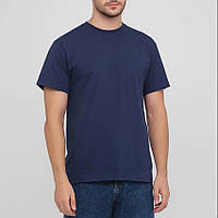 Мужская футболка, повседневная стильная трикотажная, высококачественный хлопок, темно синяя, stedman L