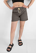 Шорти жіночі бавовняні з підворотом Шорти літні короткі на гумці Коричневий колір XL, фото 3