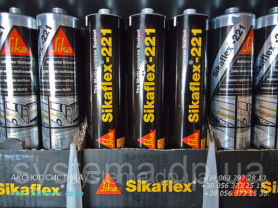Sikaflex-221 Універсальний клей-герметик, поліуретановий, поліуретановий, чорний, 300 мл, фото 1