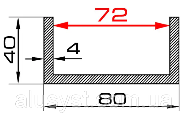 72мм / 80х40х4 швелер 50см / без покриття