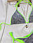Роздільний купальник шторки бікіні на зав'язках блискучий сексуальний, сріблястий, розмір S, M, фото 3