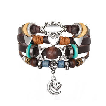 Браслет багатошаровий з підвіскою "Місяць і серце" Type B2