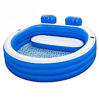 Дитячий надувний басейн Bestway 54422 Swim Center 231х219х79 см круглий сімейний з сидінням для дому та дачі