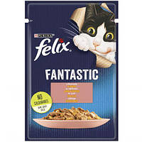Влажный корм для котов Purina Felix Fantastic З лососем. Шматочки в желе, 85 г (7613039832912)