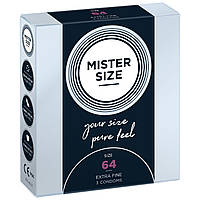 Презервативи Mister Size - pure feel - 64 (3 condoms), товщина 0,05 мм