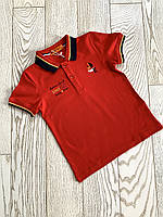 Детское красное поло футболка тениска на мальчика 3-8 лет