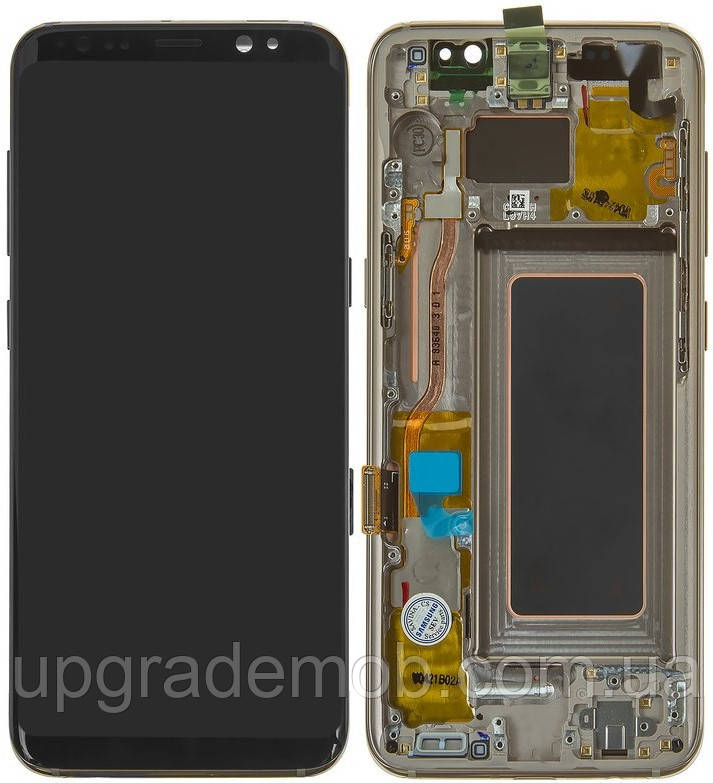 Дисплей модуль тачскрин Samsung G950 Galaxy S8 чорний OLED (Small LCD) з рамкою золотистого кольору Maple Gold