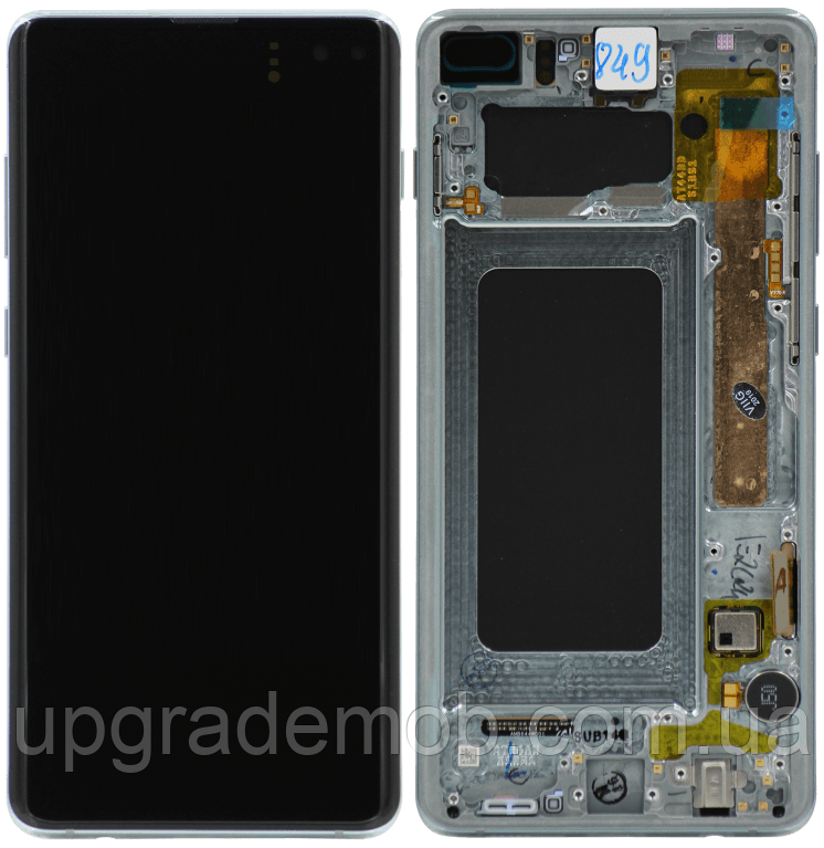 Дисплей модуль тачскрин Samsung G975 Galaxy S10+ чорний TFT з рамкою зеленого кольору Prism Green, фото 1