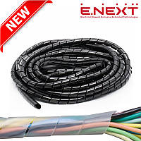 Спиральная обвязка для провода 19, 15-100 мм, 10м, Черная, Спираль монтажная для провода, E.NEXT