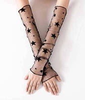 Рукавички вечірні напівпрозорі без пальців