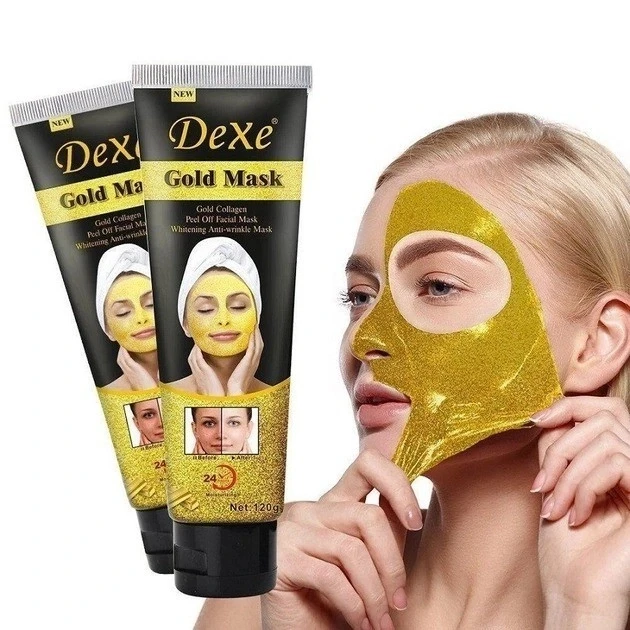 Золота біоколагенова маска для обличчя з біозолотом та колагеном Dexe Gold Mask