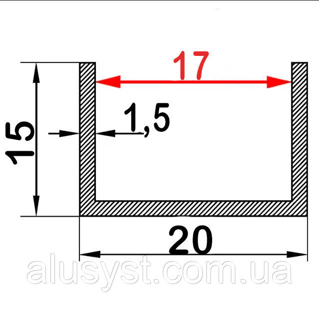 76мм / 80х20х2 швелер 50см / без покриття, фото 1