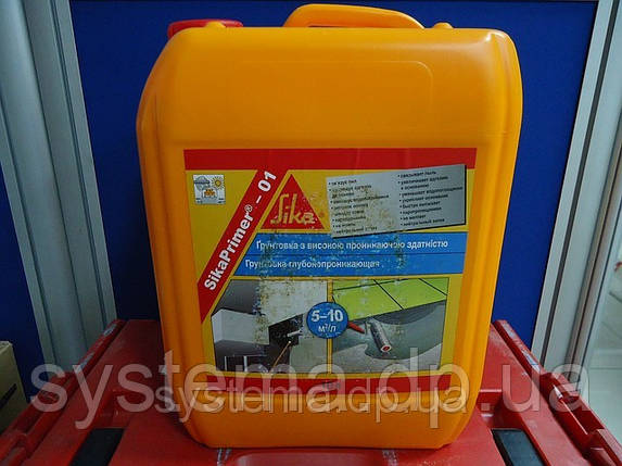 Sika® Primer-01 - Грунтовка СІКА, глибокопроникаюча, що ущільнює і зміцнююча мінеральні основи, 10 л, фото 1
